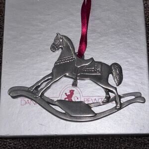 Danforth Pewter Rocking Horse Christmas Ornament New in Box Great Gift 3.5” 1991